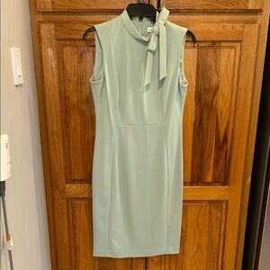 Calvin Klein Sleeveless Tie-Neck Midi Dress in Sage Green